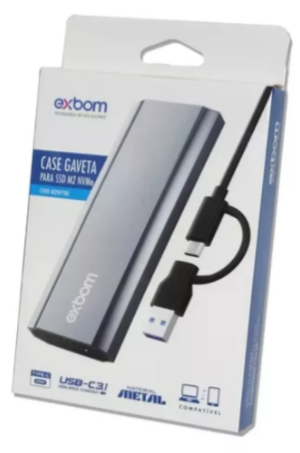 Gaveta Externa para SSD M.2 NVMe USB 3.2 Gen1 – Alta Velocidade de Transferência