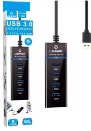 Hub USB 2.0 com 4 Portas – Alta Velocidade 480Mbps para Conexões Simultâneas